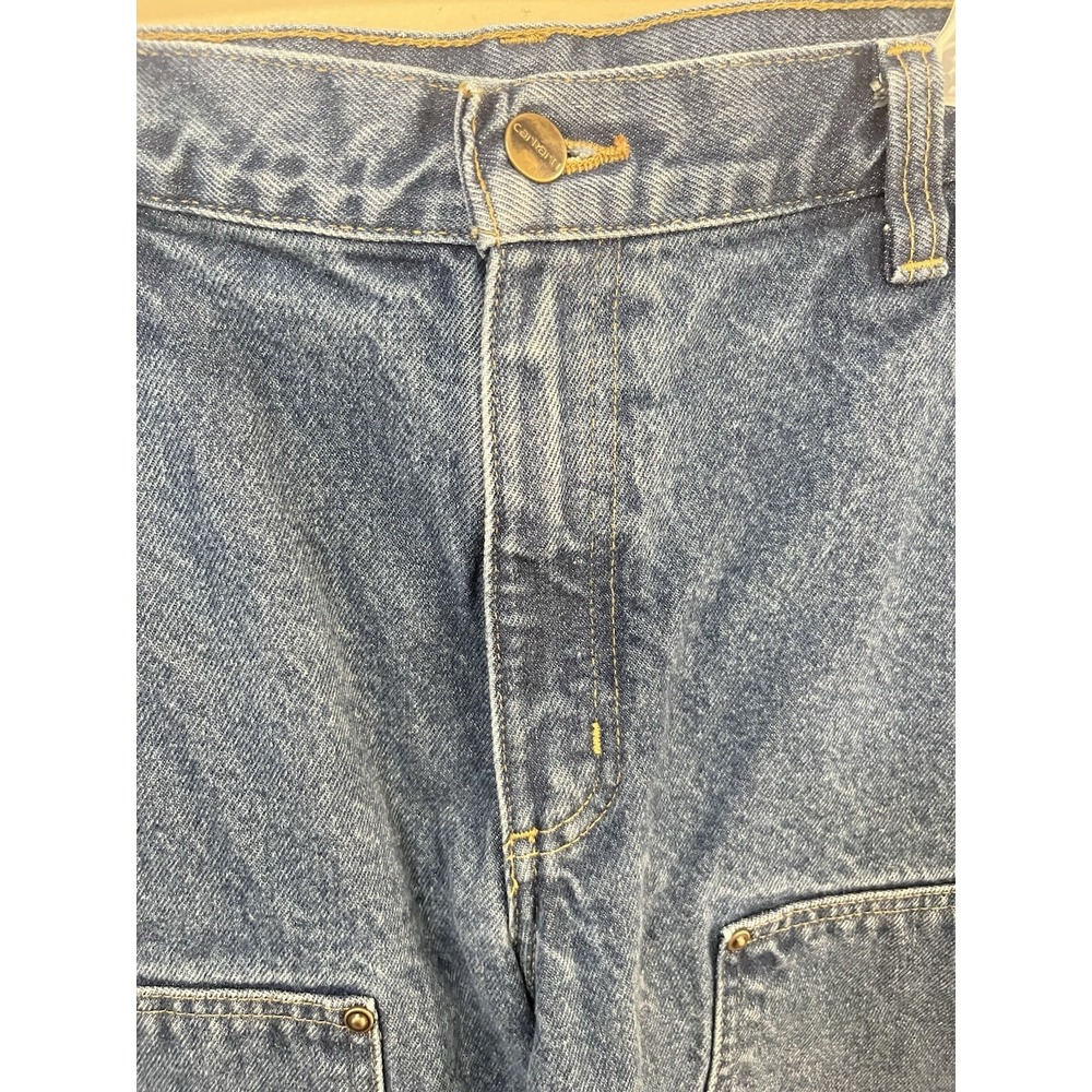 Vintage Carhartt Double Knee Carpenter Pants Mens 36x32 Painted Faded Denim - Picture 5 of 16